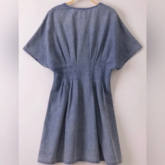 Classic Denim Button-Front Women’s Dress - Picture 2 of 2